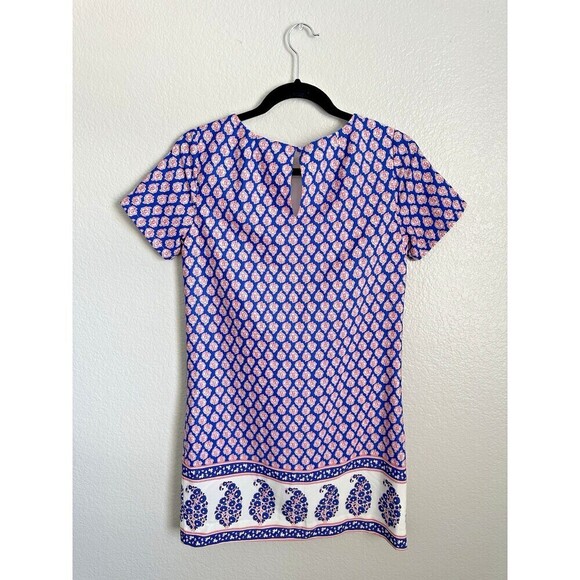 J. Crew Paisley Print Gallery Shift Dress Women's 0 Short Sleeve Lined Back Zip - Picture 2 of 6